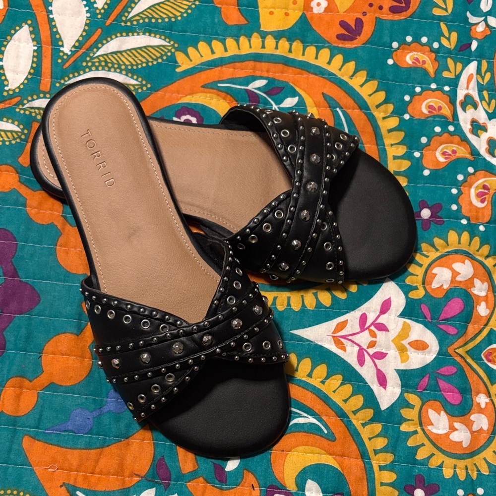 Torrid Black Studded Slide Sandals